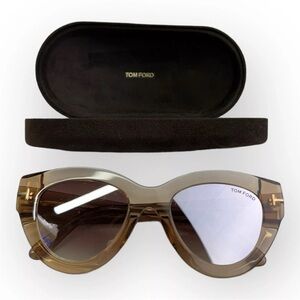 New Tom Ford Slater TF658 45Z 51 21 140*2 Women Beige Clear Brown Sunglasses